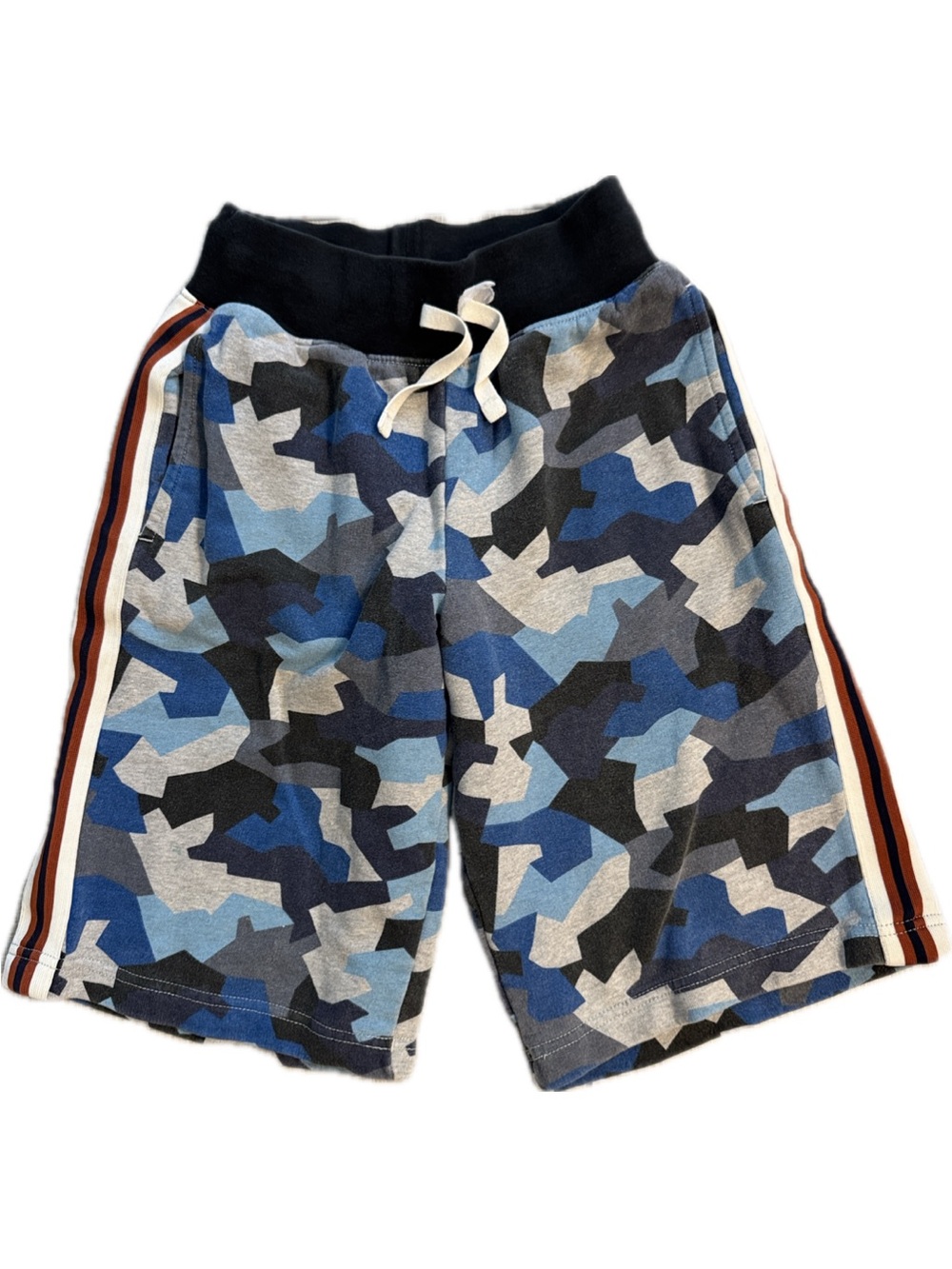 Hanna Andersson Long Sweatshorts in French Terry Blue Geo Print - Size 10